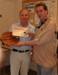 The monthly winner Howard Overton received his certificate from Gary Rance